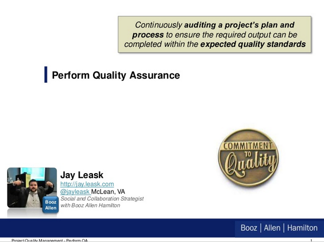 PMP Study Aid – Project Quality Management:Perform Quality Assurance